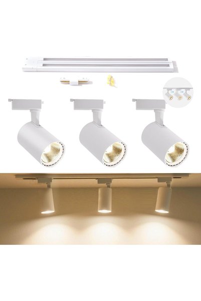 OtherMax Lampă Tavan LED cu 3 Puncte, Reflector Rotativ 30W Alb 3000K