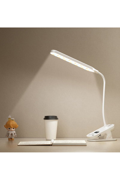Generic Brand Adjustable LED Desk Lamp, Rechargeable, White, Portable Work Light