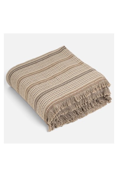 OEM Cuvertură Decorativă Bej-Maro pentru Canapea 3 Locuri, cu Franjuri, 280x1...