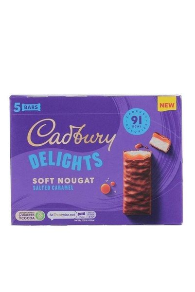 Cadbury Delights Soft Nougat Salted Caramel Flavour 5 Bars 110g