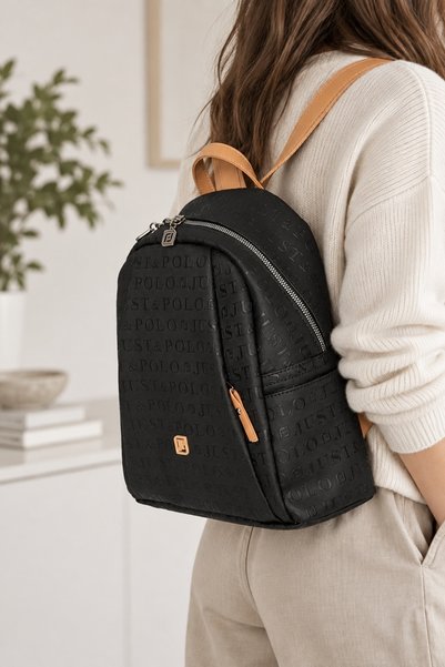 Just Polo 4040 Black Camel Original Women's 9-Piece Medium Size Backpack 31X2...