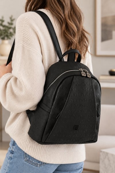 Just Polo 4040 Black Original Women's 9-Piece Medium Size Backpack 31X29 cm