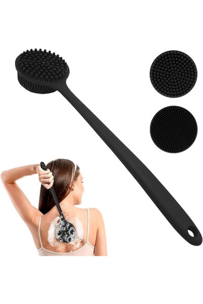 Generic Brand Silicone Bath Brush, Wet and Dry, Back Massage, Handle, Home Ac...