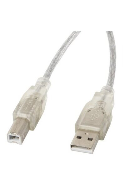 Lanberg Καλώδιο USB 2.0 AM-BM με φερρίτη διαφανές 1,8μ