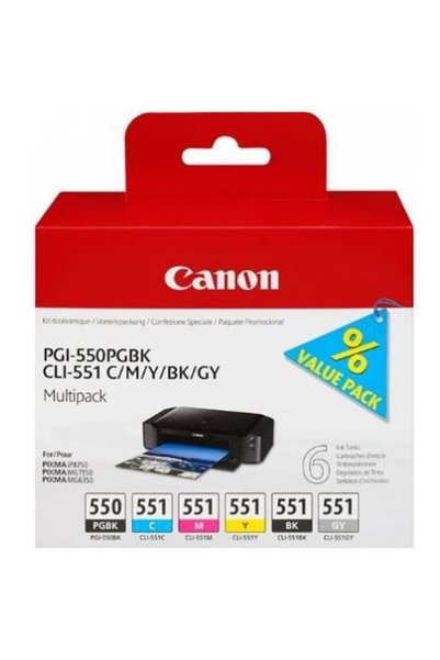 Canon PGI-550/CLI-551 PGBK/C/M/Y/BK/GY Pachet Multiplu