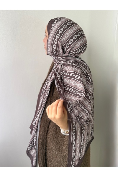 Hepsi Moda Chain Pattern Kraş Shawl - Brown