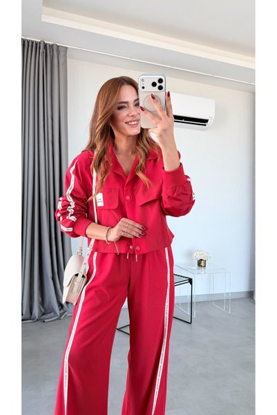 pelin yıldız butik Kırmızı Vintage Crop Ceket