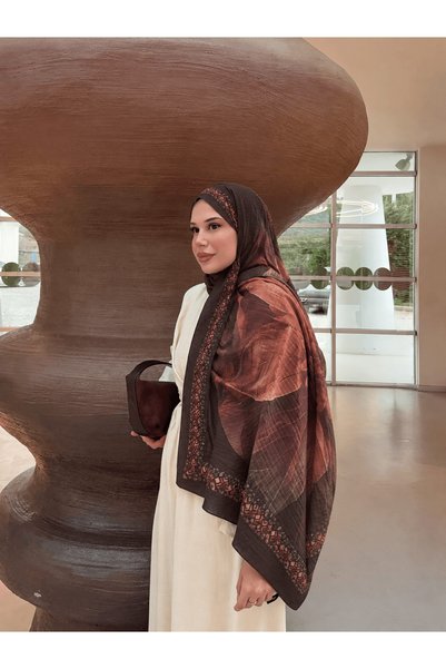 Hepsi Moda Patterned Muslin Shawl - Dark Khaki