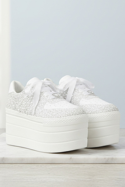 Stilo High Platform Bridal Shoes Design with Pearl Details and Glitter