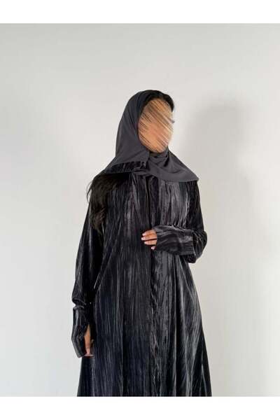 Generic Brand Abaya Double Cloche with 3D Crimped Velvet Fabric
