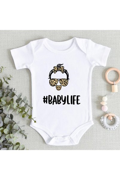 Generic Unisex Baby Cotton Bodysuit with Graphic Letter Print - Summer Romper...