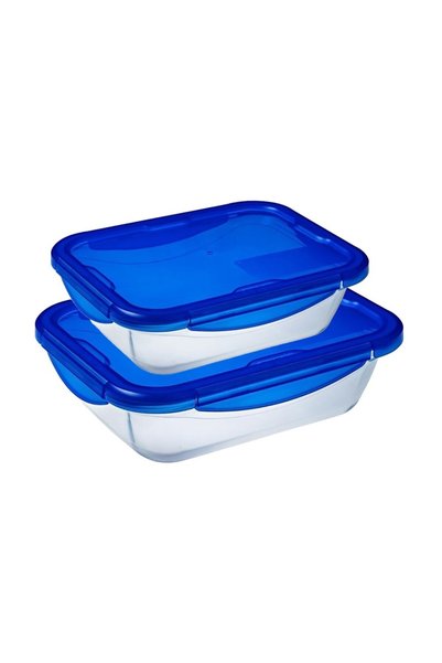Pyrex 2-piece rectangular food container set, with airtight lid, heat-resista...