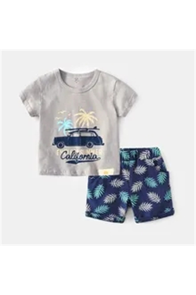 Generic Kids Unisex Cartoon Print Cotton 2-Piece Set - Sleeveless Vest and Shorts Summer Sports Suit