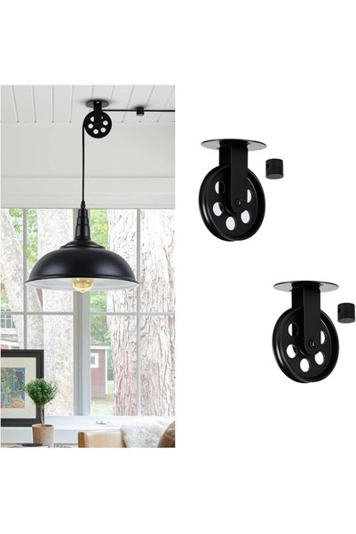 KASTWAVE Black Pulley Wheel, 2.75” Industrial Black Metal Pulley Wheels Set o...