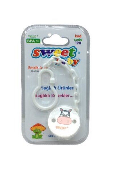 Dijiveri Fatoş Bebe KOD-190 Emzik Askısı Plastik Zincirli Resimli Mandallı - 24'li Paket
