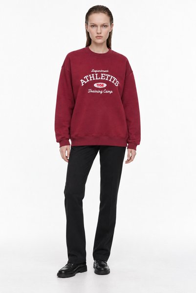 HAKKE Women's embroidered lettering crew neck sweatshirt