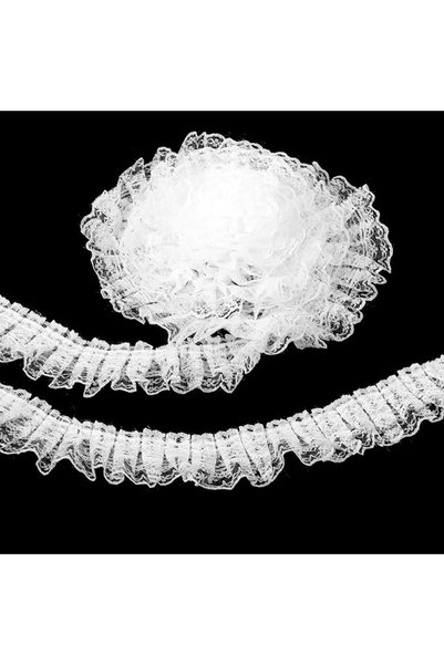 SYOSI Double Layer White Lace Ribbon 5.5 Yards, Vintage Ruffle Trim 5cm Width...