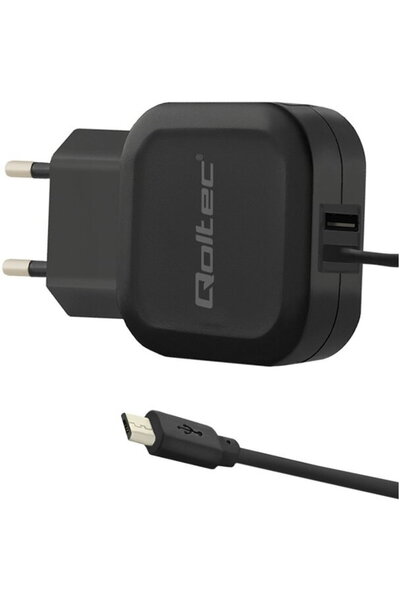 Qoltec Incarcator Retea 5V, 3.4A, 17W, USB + Micro USB, Negru