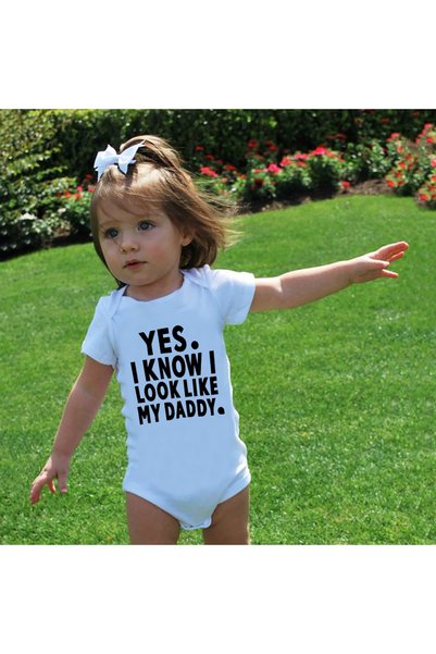 Generic Baby Unisex 'Yes. I Know I Look Like My Daddy' Cotton Bodysuit - Short Sleeve Romper