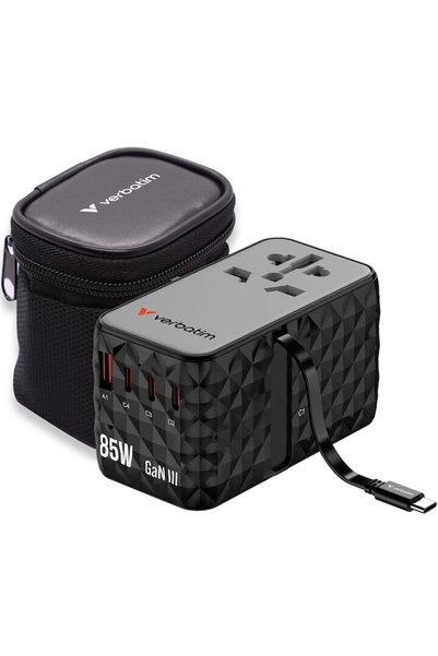 Verbatim Adaptor calatorie universal 32127 Charge 'n' Travel GaN III, 85W, 4 ...
