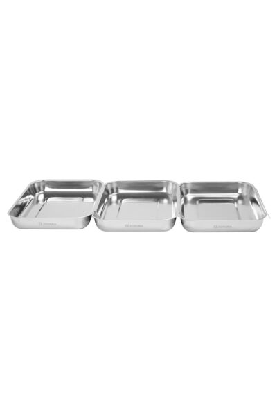 Zokura 3-piece breading dish set, stainless steel, 15 x 22 x 3 cm -