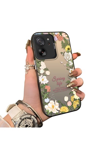 CHICASELUX حافظة هاتف متوافقة مع Mi 13T Pro/Mi 13T بتصميم إطار على شكل زهرة م...