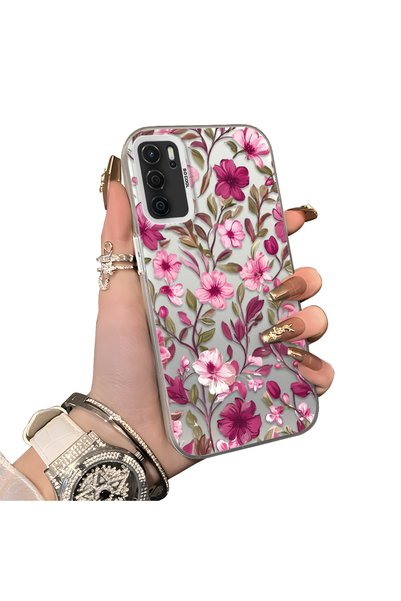 CHICASELUX Oppo A55 4g Compatible Claret Red Pink Flower Pattern Phone Case S...
