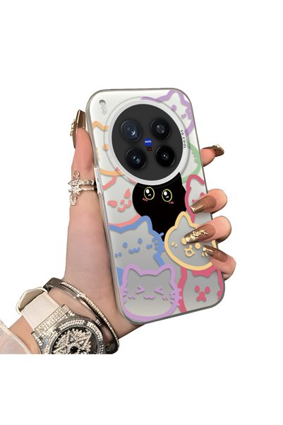 CHICASELUX حافظة هاتف متوافقة مع Vivo X300 Pro ذات شكل قطة ملونة، حافظة واقية...