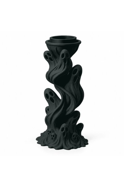 OEM LED Tea Light Holder with Spiral Ghosts - 8.01 × 7.83 × 15 cm - Matte Com...
