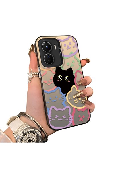 CHICASELUX Vivo Y16/Y02S/Y56 Compatible Colorful Line Cat Figure Phone Case S...