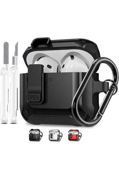 ANYOGRO غطاء حماية متوافق مع AirPods 4 للنساء والرجال، أغطية متينة عسكرية الط...