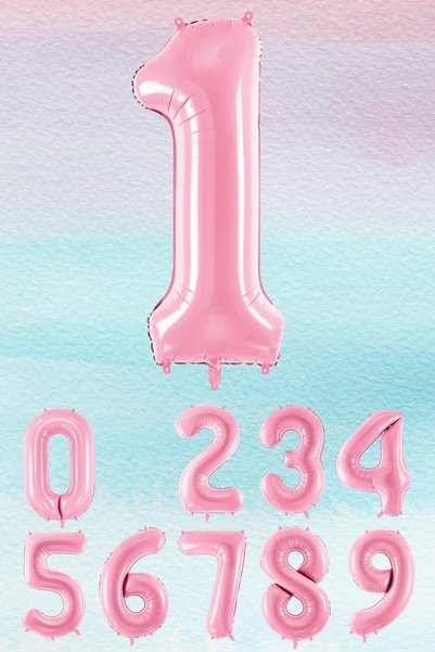 PEKSHOP Pink Number 1 Year Old Balloon 34 Inch Pink Number Foil Balloon 1