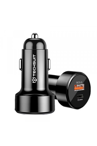 Techsuit Incarcator Auto TE-P31 Premium, 48W, 3A, 1 x USB-A - 1 x USB-C, Negru