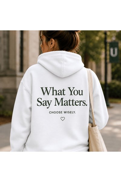 Vordevia What You Say Matters Printed Cotton 3 Thread Threaded Oversize Sweat...