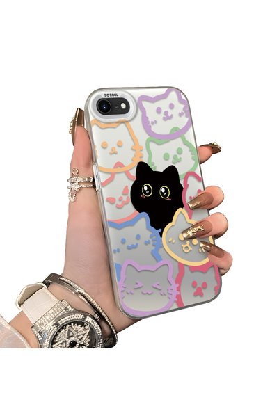 CHICASELUX حافظة هاتف متوافقة مع iPhone 7/8/SE 2020 2022 ذات شكل قطة ملونة وش...