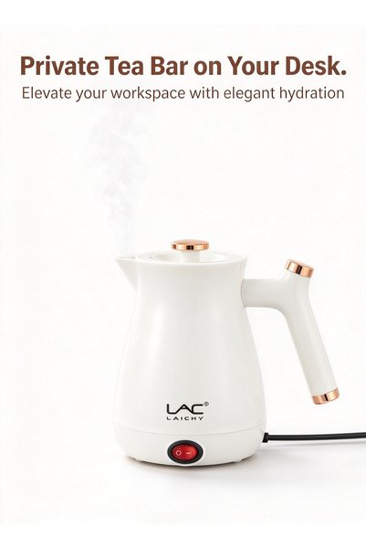 LAC Small Electric Kettle, Mini Portable Hot Water Boiler with Rose Gold Deco...
