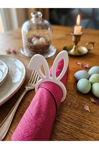 Onflow Rabbit Ear Design Set of 6 Napkin Rings - 3D Printer Production Decora...