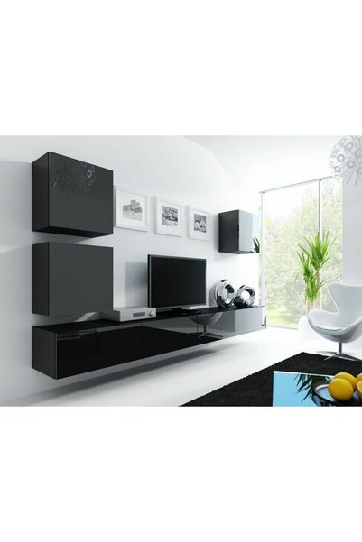 Other Comoda TV Cama Meble Vigo 180, 30-180-40 cm, MDF-PAL, Negru
