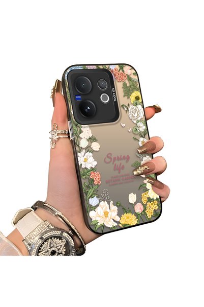 CHICASELUX حافظة هاتف متوافقة مع Vivo V60 ذات إطار زهري منقوش من بوتانيك جاردن