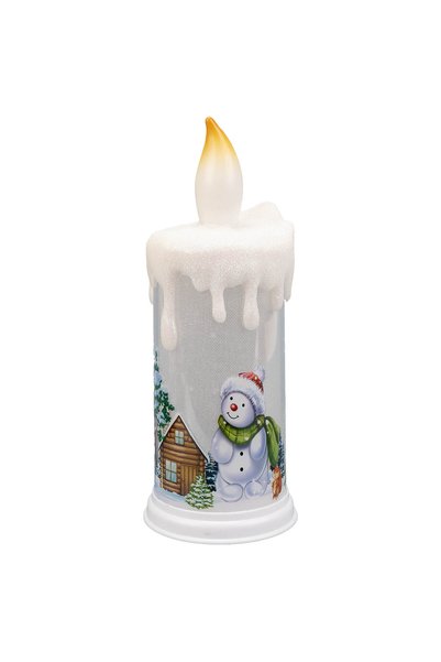 OEM Candela decorativa pentru Craciun, Om de zapada cu casuta 24cm