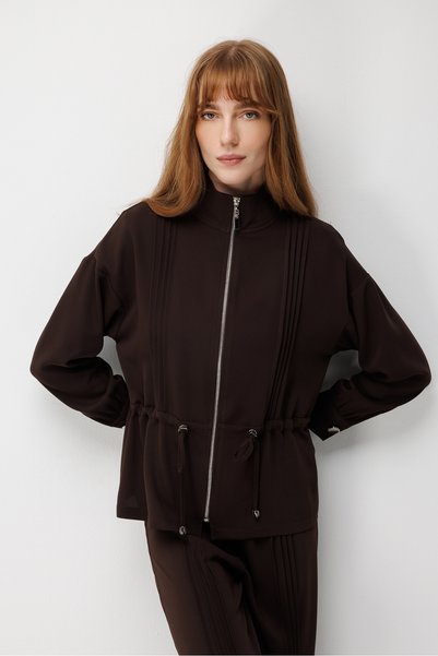 Moda İlgi Modailgi High Collar Gathered Waist Ribbed Stitched Tunic - 40180 B...
