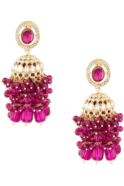 ZAVERI PEARLS أقراط جومكا متدلية للنساء مرصعة بالألماس النمساوي المتلألئ وحجر...
