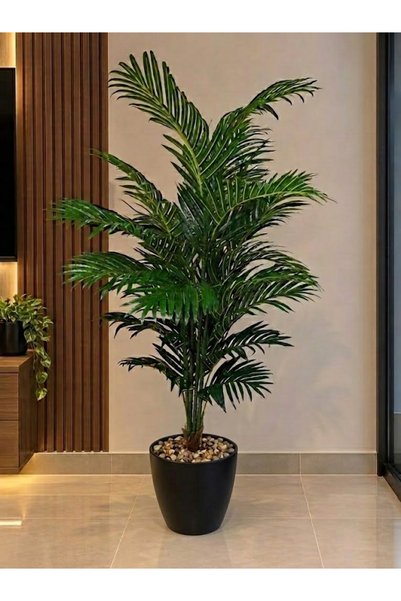 Generic Artificial Areca Palm Tree for Indoor Decoration, Black Plastic Pot, ...