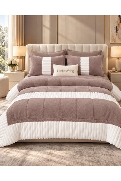 elegant home pucioasa 6-piece rabbit fur-look duvet set with Stretchy SIPP10