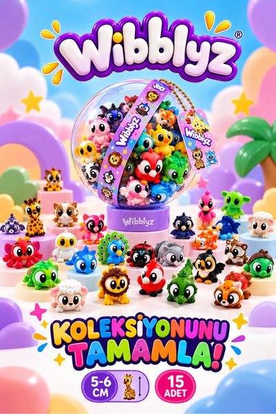 Wibblyz | 15'li Hareketli Hayvan Figürleri Seti – 3D Baskı Sevimli Mini Hayva...