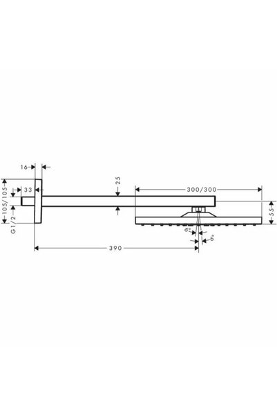 Vivis Cap de duș RAINDANCE E 300 AIR 1 JET, 300x300mm, cu montaj pe perete și...