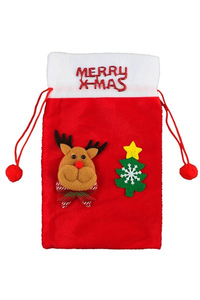 OEM Saculet pentru cadouri, Rudolph, 17x27 cm, alb-rosu