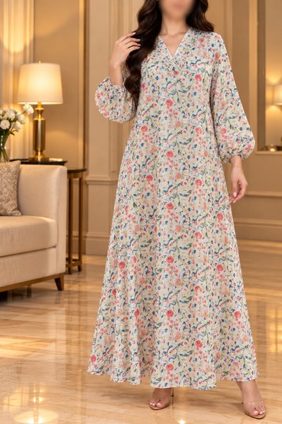 RONZA جلابية نسائيه قطن مطرزه
