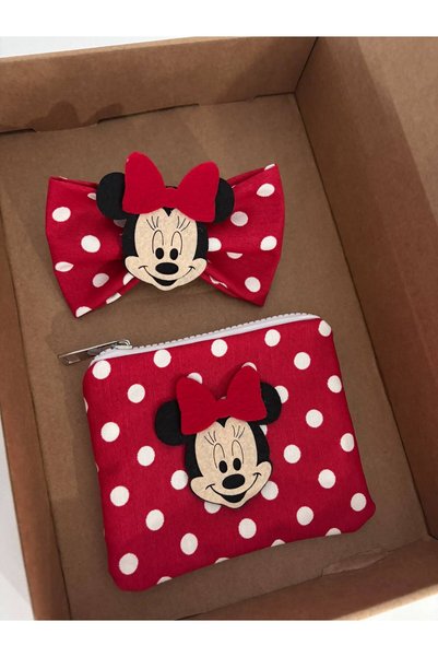 Minnie Mouse El Emeği Çocuk Cüzdan toka set puantiyeli