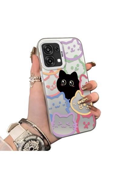 CHICASELUX Oppo F31 Compatible Colorful Line Cat Figure Phone Case Shock Abso...